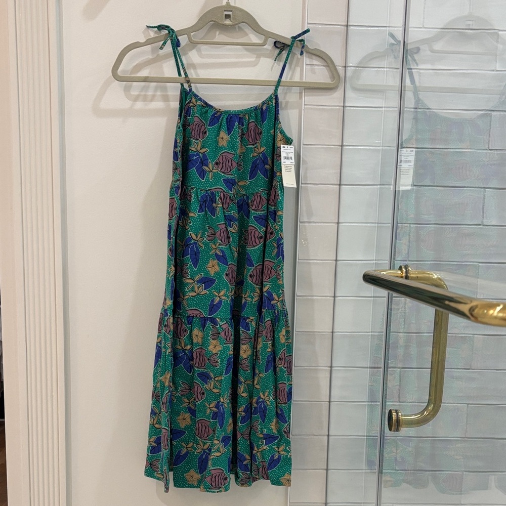 Tea Collection Girls Green and Blue Fish Print Dress